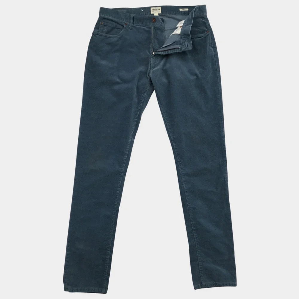 Todd Snyder Slim Fit Stretch Corduroy 5-Pocket Jeans Blue Teal Mens 32x34